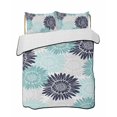 thumbnail image 1 of Quilts Queen Size Bedding Set, Turquoise Sunflowers Lightweight Quilted Comforter, Boho Vintage Floral Rustic Blossom Soft Reversible Bedspread Coverlet with Pillow Covers for All Season, 90" x 96", 1 of 7
