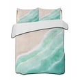 thumbnail image 1 of Quilts Queen Size Bedding Set, Turquoise Waves Coastal Lightweight Quilted Comforter, Summer Beach Ocean Seaside Soft Reversible Bedspread Coverlet with Pillow Covers for All Season, 90" x 96", 1 of 7