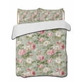 thumbnail image 1 of Quilts Queen Size Bedding Set, White Pink Flower Reversible Summer Quilt 3 Pieces, Shabby Chic Spring Vintage Leaf Green Lightweight Bedspreads Coverlets with 2 Pillow Shams for All Seasons, 1 of 5