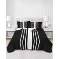 thumbnail image 1 of Quilts Queen Size, Black White Stripe Soft Comforter Bedding Set for Bed, Modern Rustic Vertical Striped Lightweight Quilted Bedspread with Pillow Cover(2 Pieces) for All Season, 90x96 Inch, 1 of 6