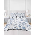 thumbnail image 1 of Quilts Queen Size, Blue White Spring Floral Soft Comforter Bedding Set for Bed, Summer Botanical Birds Lightweight Quilted Bedspread with Pillow Cover(2 Pieces) for All Season, 90x96 Inch, 1 of 6