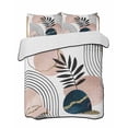 thumbnail image 1 of Quilts Queen Size, Boho Geometric Soft Comforter Bedding Set for Bed, Modern Abstract Art Tropical Striped Lightweight Quilted Bedspread with Pillow Cover(2 Pieces) for All Season, 90x96 Inch, 1 of 6