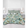 thumbnail image 1 of Quilts Queen Size, Boho Sage Green Floral Soft Comforter Bedding Set for Bed, Farmhouse Botanical Vintage Paisley Flower Lightweight Quilted Bedspread with Pillow Cover(2 Pieces), 90x96 Inch, 1 of 6