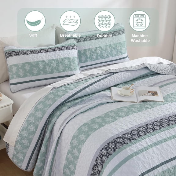 Quilts Queen Size Boho Sage Green Quilt Bedspreads Bedding Set