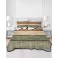 thumbnail image 1 of Quilts Queen Size, Farmhouse Sage Green Brown Soft Comforter Bedding Set for Bed, Vintage Wooden Striped Lightweight Quilted Bedspread with Pillow Cover(2 Pieces) for All Season, 90x96 Inch, 1 of 6