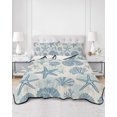 thumbnail image 1 of Quilts Queen Size, Misty Blue Coastal Summer Soft Comforter Bedding Set for Bed, Coral Shell Starfish Vintage Lightweight Quilted Bedspread with Pillow Cover(2 Pieces) for All Season, 90x96 Inch, 1 of 9