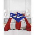 thumbnail image 1 of Quilts Queen Size, Puerto Rican Flag Soft Comforter Bedding Set for Bed, Vintage Geometric Art Wooden Lightweight Quilted Bedspread with Pillow Cover(2 Pieces) for All Season, 90x96 Inch, 1 of 6