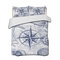 thumbnail image 1 of Quilts Queen Size, Purple Blue Compass Soft Comforter Bedding Set for Bed, Vintage Nautical Summer Ocean Shell Lightweight Quilted Bedspread with Pillow Cover(2 Pieces) for All Season, 90x96 Inch, 1 of 6