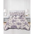 thumbnail image 1 of Quilts Queen Size, Purple Coastal Summer Soft Comforter Bedding Set for Bed, Coral Shell Starfish Nautical Beige Lightweight Quilted Bedspread with Pillow Cover(2 Pieces) for All Season, 90x96 Inch, 1 of 9