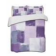 thumbnail image 1 of Quilts Queen Size, Purple Grey White Soft Comforter Bedding Set for Bed, Abstract Modern Oil Painting Geometric Lightweight Quilted Bedspread with Pillow Cover(2 Pieces) for All Season, 90x96 Inch, 1 of 6