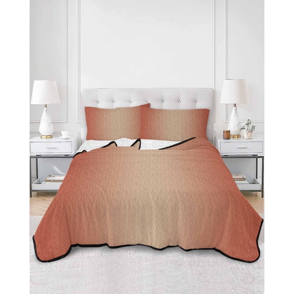Quilts Queen Size, Red Orange Ombre Soft Comforter Bedding Set for Bed, Modern Gradient Abstract Art Lightweight Quilted Bedspread with Pillow Cover(2 Pieces) for All Season, 90x96 Inch