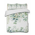 thumbnail image 1 of Quilts Queen Size, Teal Green Eucalyptus Soft Comforter Bedding Set for Bed, Spring Summer Farmhouse Leaves Watercolor Lightweight Quilted Bedspread with Pillow Cover(2 Pieces), 90x96 Inch, 1 of 6