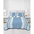 thumbnail image 1 of Quilts Queen Size, Vintage Sky Blue Striped Soft Comforter Bedding Set for Bed, Farmhouse Modern Stripes Boho Texture Lightweight Quilted Bedspread with Pillow Cover(2 Pieces) All Season, 90x96 Inch, 1 of 9