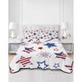 thumbnail image 1 of Quilts Twin Size, 4th of July Soft Comforter Bedding Set for Bed, Independence Day Blue Red Star Fireworks Lightweight Quilted Bedspread with Pillow Cover(2 Pieces) for All Season, 68x86 Inch, 1 of 6