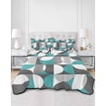 thumbnail image 1 of Quilts Twin Size, Abstract Aqua, Soft Comforter Bedding Set for Bed, Modern Grey White Geometric Lightweight Quilted Bedspread with Pillow Cover(2 Pieces) for All Season, 68x86 Inch, 1 of 6
