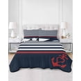 thumbnail image 1 of Quilts Twin Size, Anchor Navy Blue Soft Comforter Bedding Set for Bed, Red Nautical White Geometric Stripes Lightweight Quilted Bedspread with Pillow Cover(2 Pieces) for All Season, 68x86 Inch, 1 of 6