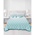 thumbnail image 1 of Quilts Twin Size, Aqua Ombre Stripe Soft Comforter Bedding Set for Bed, Modern Abstract Art Gradient Striped Lightweight Quilted Bedspread with Pillow Cover(2 Pieces) for All Season, 68x86 Inch, 1 of 6
