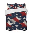 thumbnail image 1 of Quilts Twin Size Bedding Set, 4th of July Lightweight Quilted Comforter, Independence Day Patriotic Red Blue Stars Soft Reversible Bedspread Coverlet with Pillow Covers for All Season, 68" x 86", 1 of 7