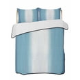 thumbnail image 1 of Quilts Twin Size Bedding Set, Aqua Blue Striped Lightweight Quilted Comforter, Blue White Ombre Farmhouse Gradient Soft Reversible Bedspread Coverlet with Pillow Covers for All Season, 68" x 86", 1 of 7