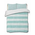thumbnail image 1 of Quilts Twin Size Bedding Set, Aqua Striped Lightweight Quilted Comforter, Rustic Farmhouse Stripes Soft Reversible Bedspread Coverlet with Pillow Covers for All Season, 68" x 86", 1 of 7