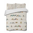 thumbnail image 1 of Quilts Twin Size Bedding Set, Beige Birds Lightweight Quilted Comforter, Funny Cute Snowflake Wire Sparrow Rustic Soft Reversible Bedspread Coverlet with Pillow Covers for All Season, 68" x 86", 1 of 7