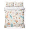 thumbnail image 1 of Quilts Twin Size Bedding Set, Beige Coastal Beach Lightweight Quilted Comforter, Ocean Seaside Surfboards Starfish Soft Reversible Bedspread Coverlet with Pillow Covers for All Season, 68" x 86", 1 of 9