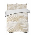 thumbnail image 1 of Quilts Twin Size Bedding Set, Beige Palm Leaf Lightweight Quilted Comforter, Summer Coastal Botanical Tropical Soft Reversible Bedspread Coverlet with Pillow Covers for All Season, 68" x 86", 1 of 7