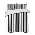 thumbnail image 1 of Quilts Twin Size Bedding Set, Black Line Striped Lightweight Quilted Comforter, Farmhouse Modern Geometric Stripes Soft Reversible Bedspread Coverlet with Pillow Covers for All Season, 68" x 86", 1 of 7