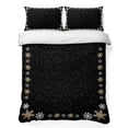 thumbnail image 1 of Quilts Twin Size Bedding Set, Black Snowflake Christmas Lightweight Quilted Comforter, Xmas Snowflake Winter Soft Reversible Bedspread Coverlet with Pillow Covers for All Season, 68" x 86", 1 of 9
