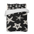 thumbnail image 1 of Quilts Twin Size Bedding Set, Black Starfish Coastal Lightweight Quilted Comforter, Nautical Summer Ocean Abstract Art Soft Reversible Bedspread Coverlet with Pillow Covers for All Season, 68" x 86", 1 of 7