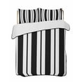 thumbnail image 1 of Quilts Twin Size Bedding Set, Black Striped Lightweight Quilted Comforter, Blue Geometric Line Stripes Farmhouse Soft Reversible Bedspread Coverlet with Pillow Covers for All Season, 68" x 86", 1 of 7