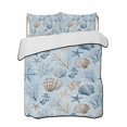 thumbnail image 1 of Quilts Twin Size Bedding Set, Blue Coastal Lightweight Quilted Comforter, Country Nautical Starfish Coral Seashells Soft Reversible Bedspread Coverlet with Pillow Covers for All Season, 68" x 86", 1 of 7