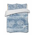 thumbnail image 1 of Quilts Twin Size Bedding Set, Blue Coastal Lightweight Quilted Comforter, Nautical Coral Starfish Shell Turtle Summer Soft Reversible Bedspread Coverlet with Pillow Covers for All Season, 68" x 86", 1 of 7