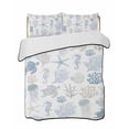 thumbnail image 1 of Quilts Twin Size Bedding Set, Blue Coastal Lightweight Quilted Comforter, Nautical Summer Beach Coral Sea Turtle Soft Reversible Bedspread Coverlet with Pillow Covers for All Season, 68" x 86", 1 of 7