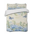 thumbnail image 1 of Quilts Twin Size Bedding Set, Blue Hydrangea Lightweight Quilted Comforter, Spring Summer Eucalyptus Farmhouse Retro Soft Reversible Bedspread Coverlet with Pillow Covers for All Season, 68" x 86", 1 of 7