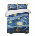 thumbnail image 1 of Quilts Twin Size Bedding Set, Blue Starry Night Lightweight Quilted Comforter, Abstract Star Sky House Tree Oil Painting Reversible Bedspread Coverlet with Pillow Covers for All Season, 68" x 86", 1 of 7