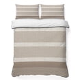 thumbnail image 1 of Quilts Twin Size Bedding Set, Brown Stripe Lightweight Quilted Comforter, Modern Minimalist Geomertic Striped Beige Soft Reversible Bedspread Coverlet with Pillow Covers for All Season, 68" x 86", 1 of 9