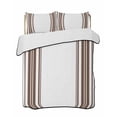thumbnail image 1 of Quilts Twin Size Bedding Set, Brown Striped Lightweight Quilted Comforter, Farmhouse Simple Line Vertical Stripes Soft Reversible Bedspread Coverlet with Pillow Covers for All Season, 68" x 86", 1 of 7