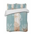 thumbnail image 1 of Quilts Twin Size Bedding Set, Coastal Sea Horse Lightweight Quilted Comforter, Summer Coral Ocean Vintage Wood Soft Reversible Bedspread Coverlet with Pillow Covers for All Season, 68" x 86", 1 of 7