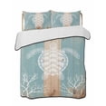 thumbnail image 1 of Quilts Twin Size Bedding Set, Coastal Sea Turtle Lightweight Quilted Comforter, Summer Coral Ocean Vintage Wood Soft Reversible Bedspread Coverlet with Pillow Covers for All Season, 68" x 86", 1 of 7