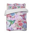 thumbnail image 1 of Quilts Twin Size Bedding Set, Colorful Spring Floral Lightweight Quilted Comforter, Watercolor Birds Farmhouse Art Soft Reversible Bedspread Coverlet with Pillow Covers for All Season, 68" x 86", 1 of 7