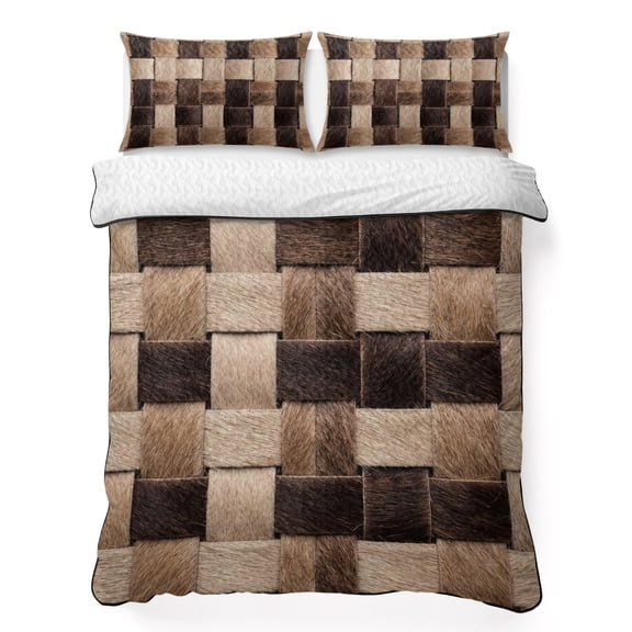 Quilts Twin Size Bedding Set, Country Cow Print Lightweight Quilted Comforter, Farmhouse Patchwork Cowhide Brown Soft Reversible Bedspread Coverlet with Pillow Covers for All Season, 68" x 86"