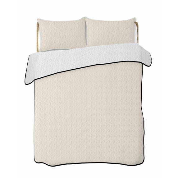 Quilts Twin Size Bedding Set, Cream Lightweight Quilted Comforter, Modern Pure Beige Soft Reversible Bedspread Coverlet with Pillow Covers for All Season, 68" x 86"