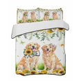 thumbnail image 1 of Quilts Twin Size Bedding Set, Cute Puppy Sunflowers Lightweight Quilted Comforter, Farmhouse Eucalyptus Leaves Soft Reversible Bedspread Coverlet with Pillow Covers for All Season, 68" x 86", 1 of 7