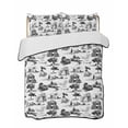 thumbnail image 1 of Quilts Twin Size Bedding Set, Farmhouse Country Lightweight Quilted Comforter, Retro French Garden Horse Swan Soft Reversible Bedspread Coverlet with Pillow Covers for All Season, 68" x 86", 1 of 7