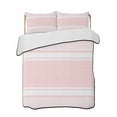 thumbnail image 1 of Quilts Twin Size Bedding Set, Farmhouse Pink Lightweight Quilted Comforter, Farmhouse Pink Line Striped Soft Reversible Bedspread Coverlet with Pillow Covers for All Season, 68" x 86", 1 of 7