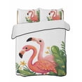 thumbnail image 1 of Quilts Twin Size Bedding Set, Flamingo Lightweight Quilted Comforter, Summer Botanical Flowers Tropical Leaves Soft Reversible Bedspread Coverlet with Pillow Covers for All Season, 68" x 86", 1 of 7
