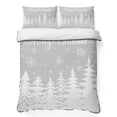 thumbnail image 1 of Quilts Twin Size Bedding Set, Grey Christmas Trees Lightweight Quilted Comforter, Winter Xmas Snowflakes Pine Forest Soft Reversible Bedspread Coverlet with Pillow Covers for All Season, 68" x 86", 1 of 9