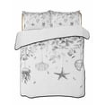 thumbnail image 1 of Quilts Twin Size Bedding Set, Grey Coastal Lightweight Quilted Comforter, Summer Eucalyptus Leaves Beach Ocean Starfish Nautical Soft Bedspread Coverlet with Pillow Covers for All Season, 68" x 86", 1 of 7