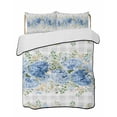 thumbnail image 1 of Quilts Twin Size Bedding Set, Hydrangea Eucalyptus Lightweight Quilted Comforter, Summer Botanical Grey Buffalo Plaid Soft Reversible Bedspread Coverlet with Pillow Covers for All Season, 68" x 86", 1 of 7